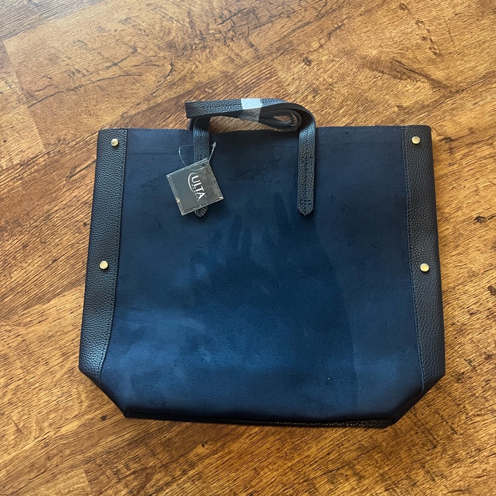 Ulta Navy Blue Suede/Pebble Faux Leather Tote(New)